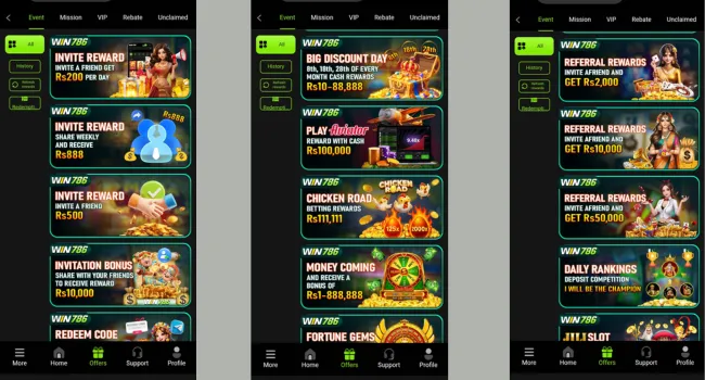 Win786 game logos bonus and rewards